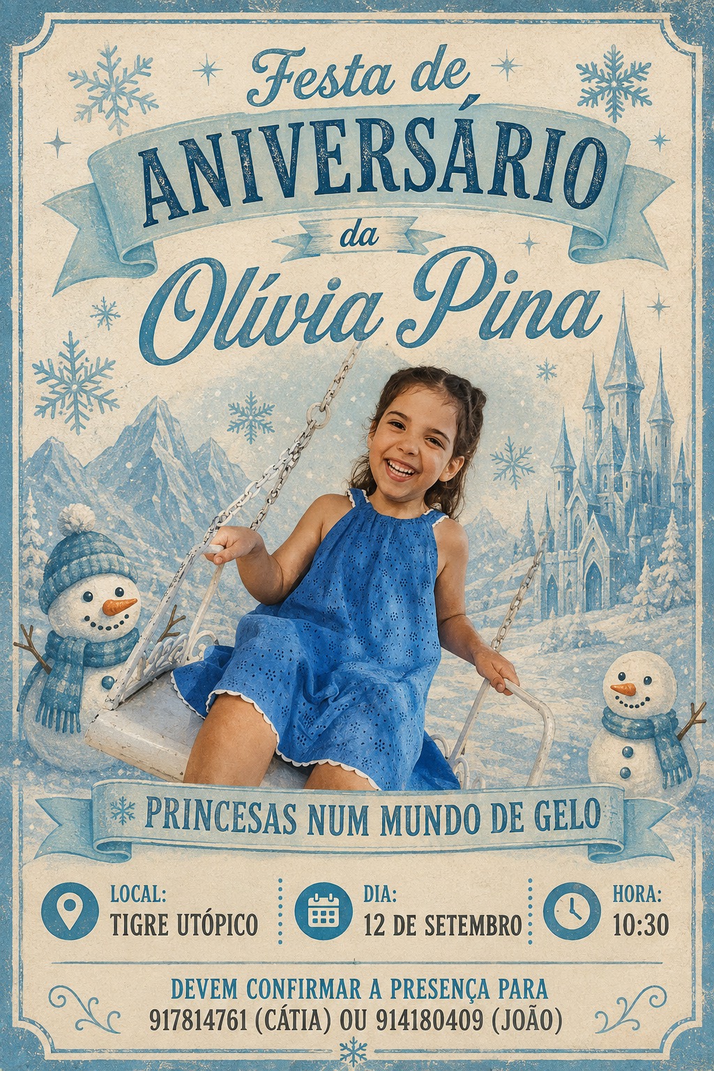 Convite: Festa de Aniversário da Olívia Pina, 12 de Setembro, Tigre Utópico, 10:30